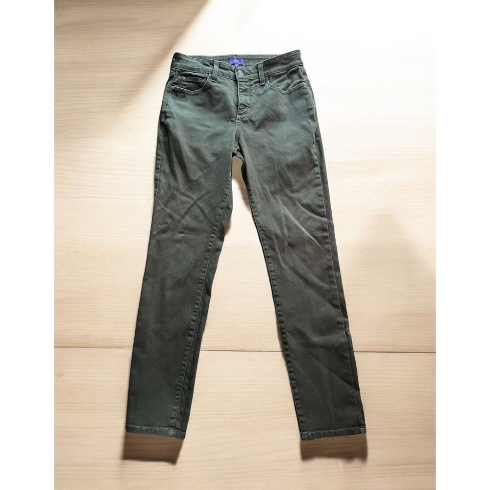 NYDJ Alina Size 4 Womens Skinny Fit Stretch Legging Pants Olive Green - EUC